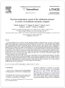 Very-low-temperature record of the subduction process: A review of worldwide lawsonite eclogites